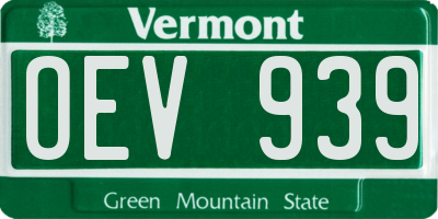 VT license plate OEV939