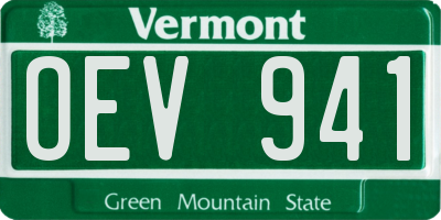 VT license plate OEV941