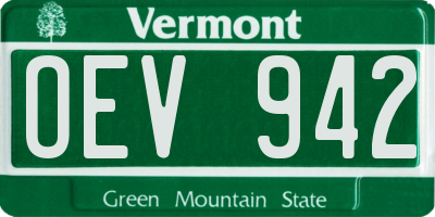 VT license plate OEV942