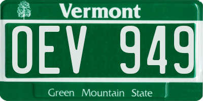 VT license plate OEV949