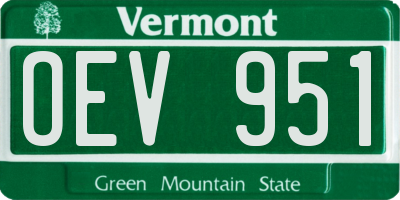 VT license plate OEV951
