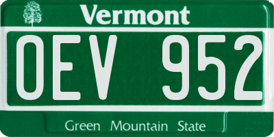 VT license plate OEV952