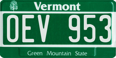 VT license plate OEV953