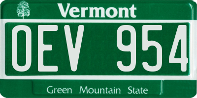 VT license plate OEV954
