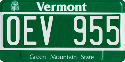 VT license plate OEV955