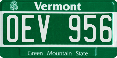 VT license plate OEV956