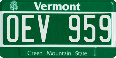 VT license plate OEV959
