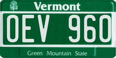 VT license plate OEV960