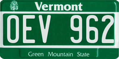 VT license plate OEV962