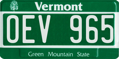 VT license plate OEV965