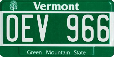 VT license plate OEV966