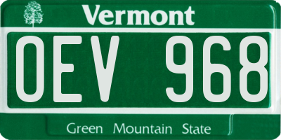 VT license plate OEV968