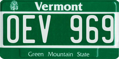 VT license plate OEV969