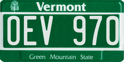 VT license plate OEV970