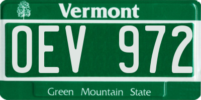 VT license plate OEV972