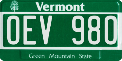 VT license plate OEV980