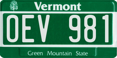 VT license plate OEV981