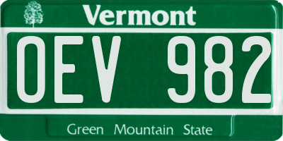 VT license plate OEV982