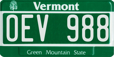 VT license plate OEV988
