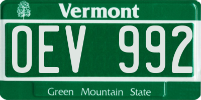 VT license plate OEV992