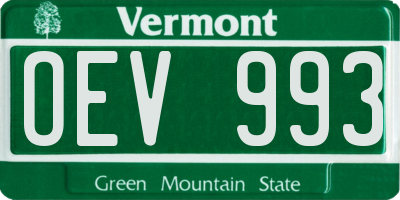 VT license plate OEV993
