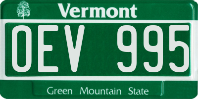 VT license plate OEV995