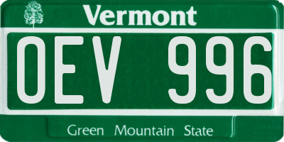 VT license plate OEV996