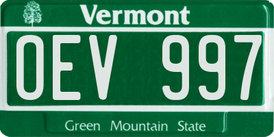 VT license plate OEV997