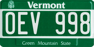 VT license plate OEV998