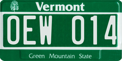 VT license plate OEW014