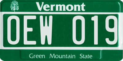 VT license plate OEW019