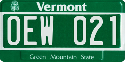 VT license plate OEW021