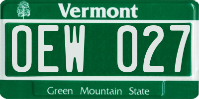 VT license plate OEW027