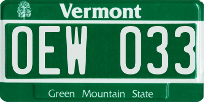 VT license plate OEW033