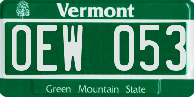 VT license plate OEW053