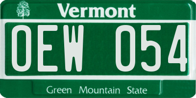 VT license plate OEW054