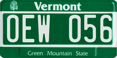 VT license plate OEW056