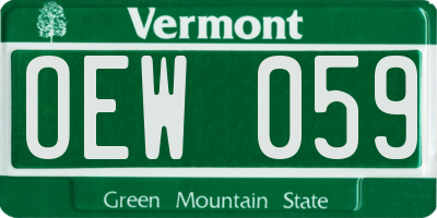 VT license plate OEW059
