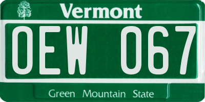 VT license plate OEW067