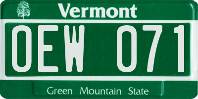 VT license plate OEW071