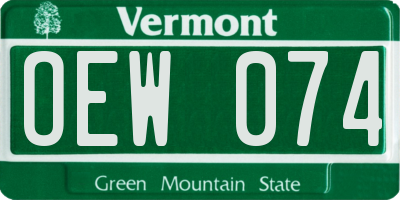VT license plate OEW074