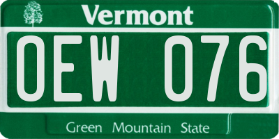 VT license plate OEW076