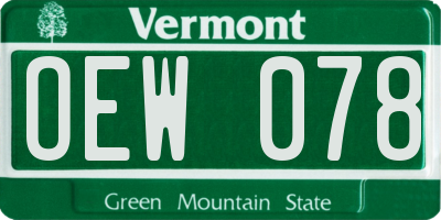 VT license plate OEW078