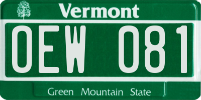 VT license plate OEW081
