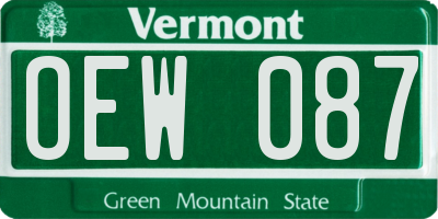 VT license plate OEW087