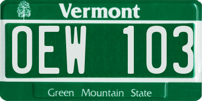 VT license plate OEW103