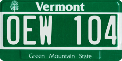 VT license plate OEW104