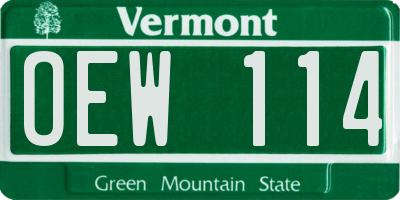 VT license plate OEW114