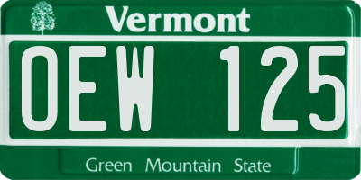 VT license plate OEW125