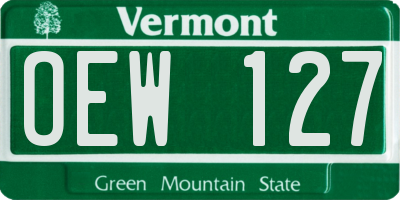 VT license plate OEW127